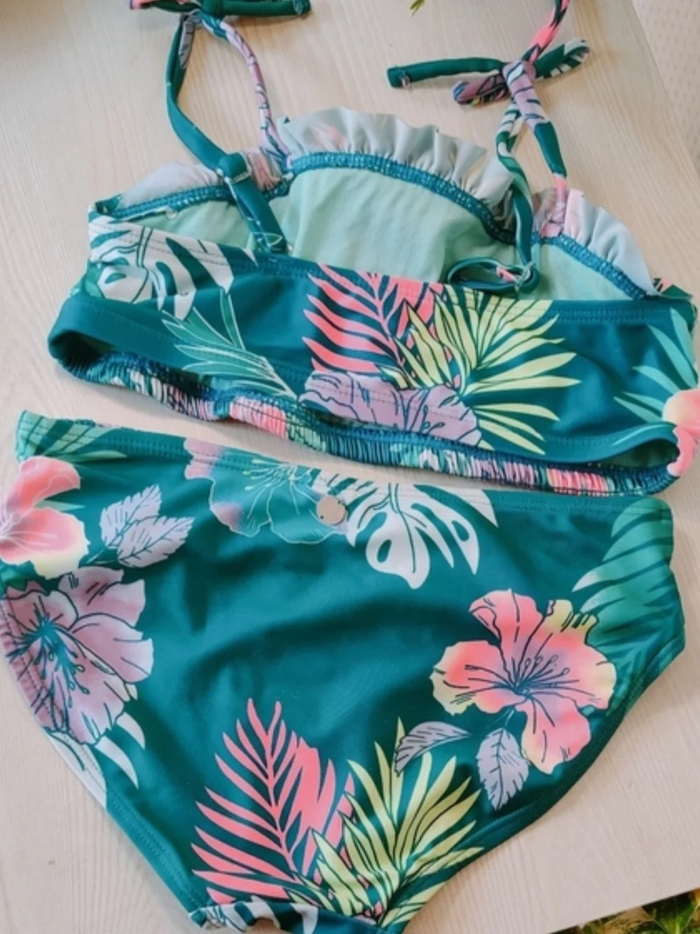Justice Girls Teal Tropical Bikini Size M(10)